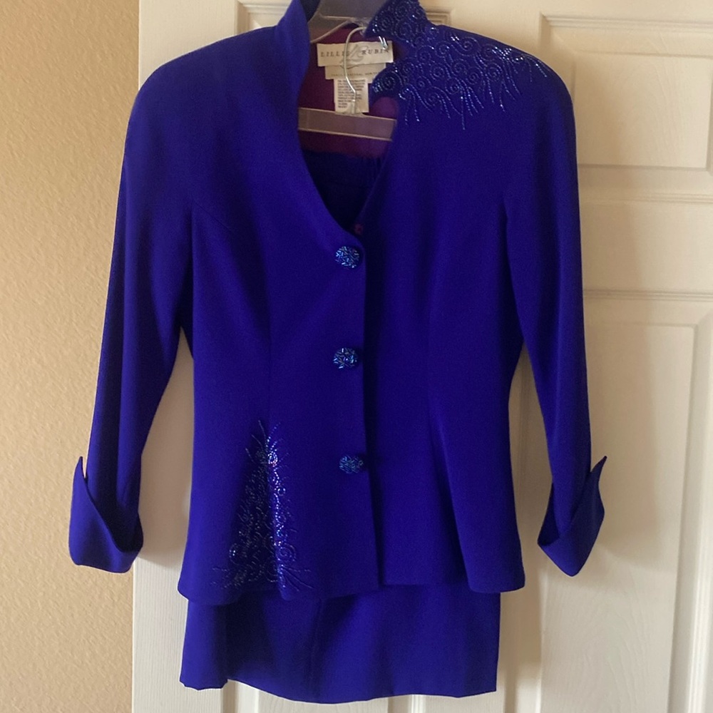 Lilly Rubin, dressy suit, size 8, bluish purple, new, never worn